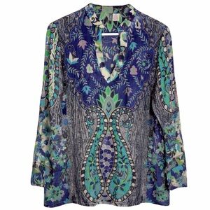 ANU 100% Wool Printed lightweight women Blouse Top – Size Medium